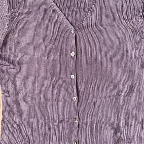 Linda Allard Ellen Tracy 100% viscose v neck button down cardiga - Picture 3 of 8